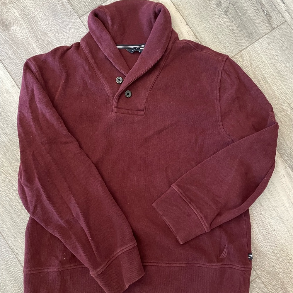 Nautica men’s shawl collar XL sweater. Maroon.